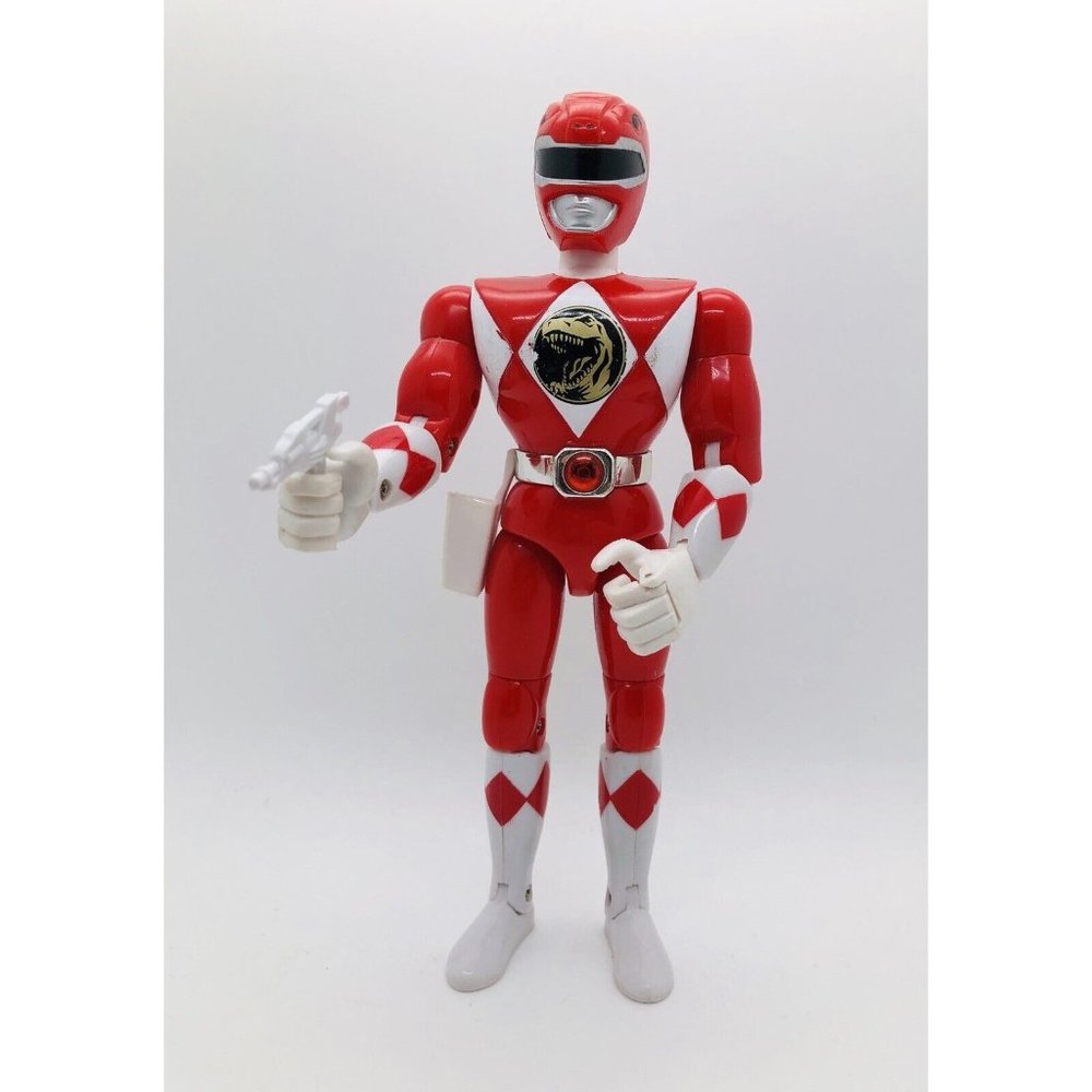 1993 Bandai Mighty Morphin Power Rangers Red Ranger Figurine w/ Weapon